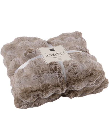 Plaid douceur Poils longs 180x130 en Tissu Taupe Motif vagues Wave - 1