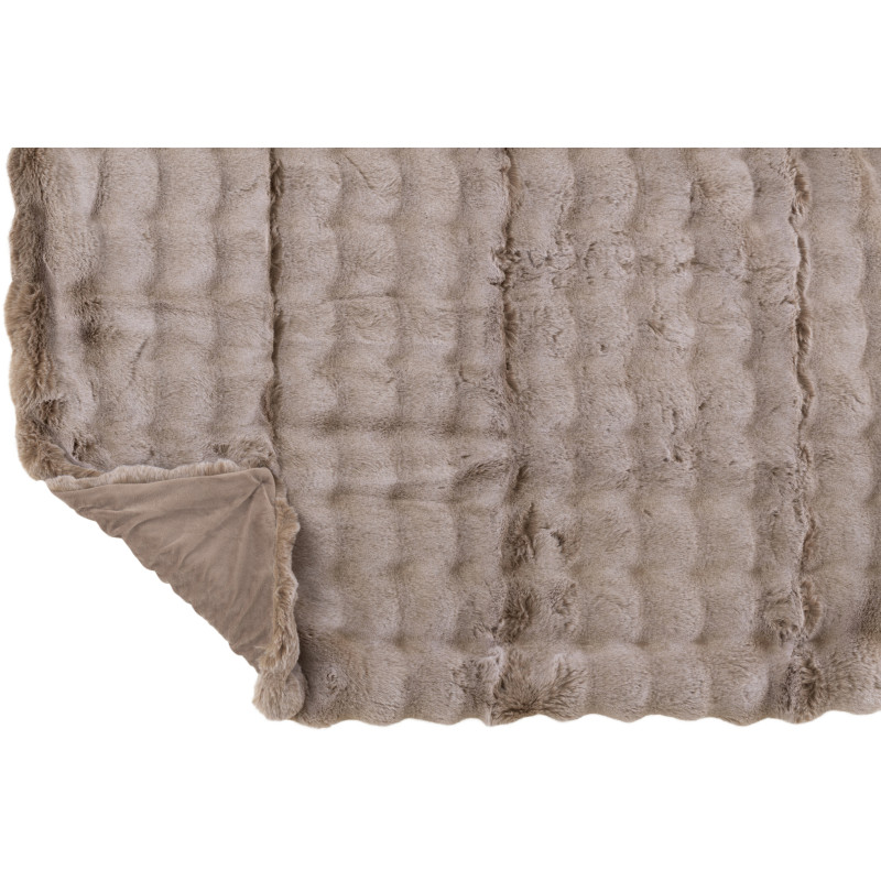 Plaid douceur Poils longs 180x130 en Tissu Taupe Motif vagues Wave - 3