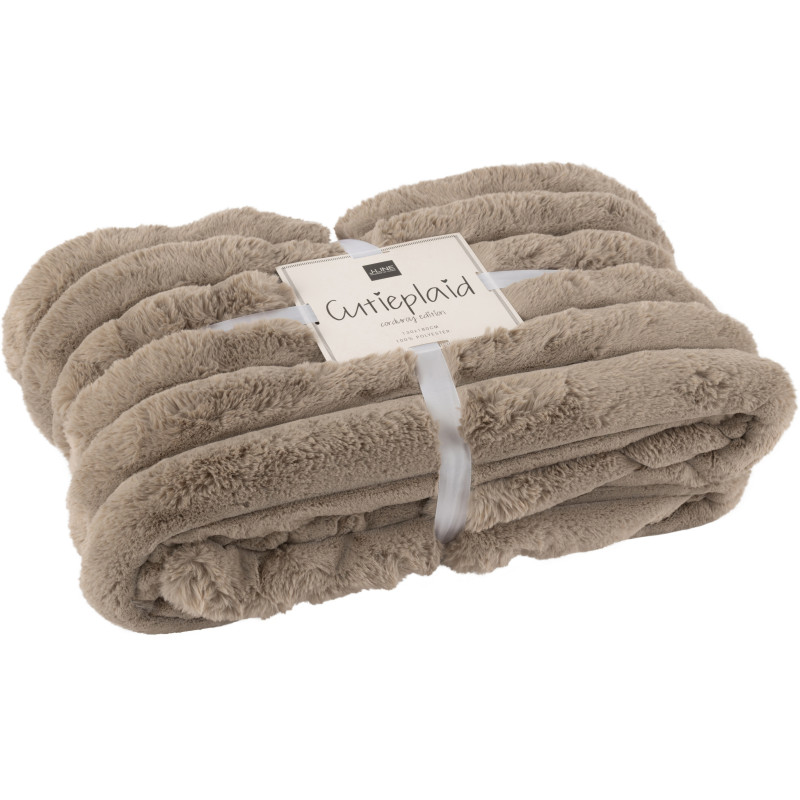Plaid douceur 180x130 en Velours côtelé Taupe Corduroy - 1