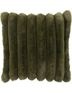 Coussin moelleux Carré 45x45 en Velours côtelé Vert foncé Corduroy J-Line - 1