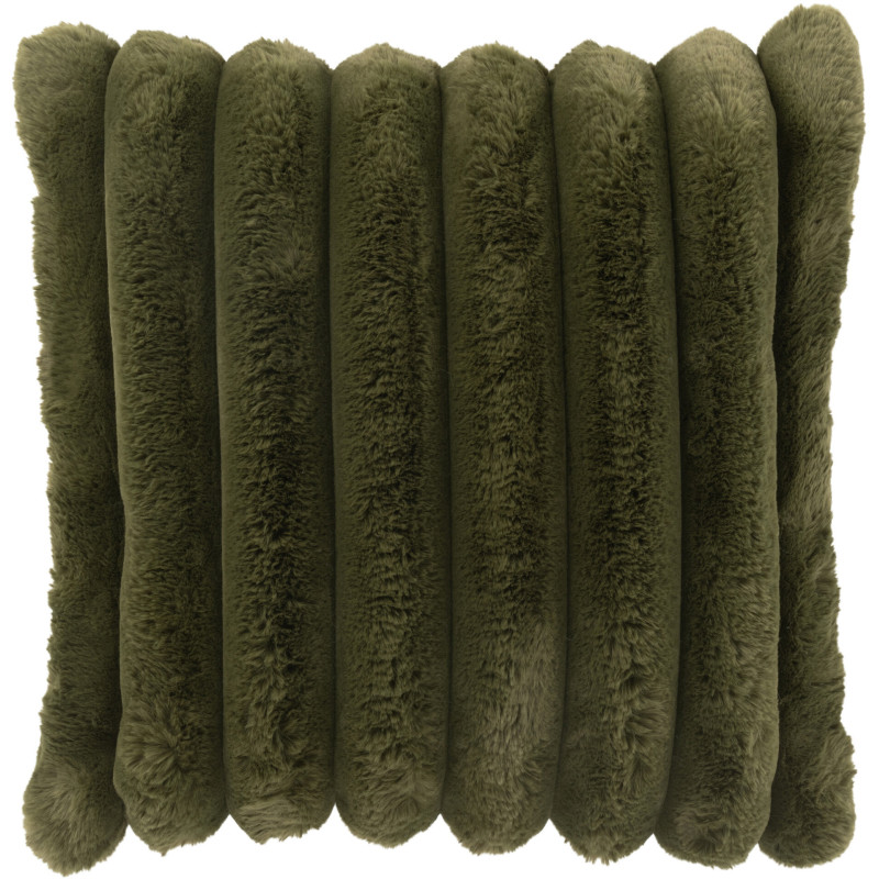 Coussin moelleux Carré 45x45 en Velours côtelé Vert foncé Corduroy J-Line - 1