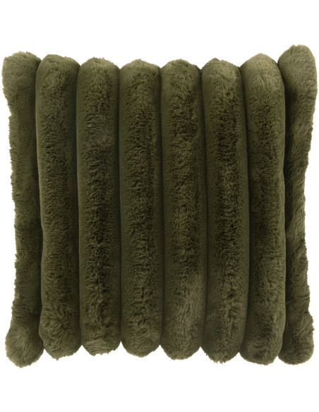 Coussin moelleux Carré 45x45 en Velours côtelé Vert foncé Corduroy J-Line - 1