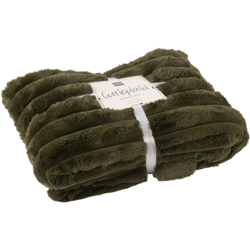 Plaid douceur 180x130 en Velours côtelé Vert foncé Corduroy - 1