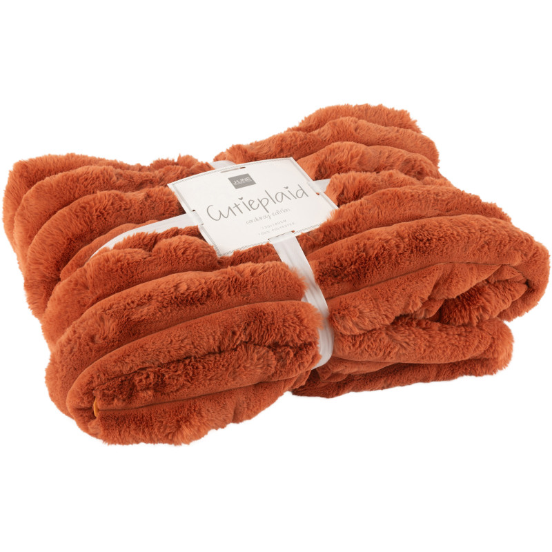 Plaid douceur 180x130 en Velours côtelé Orange rouille Corduroy - 1
