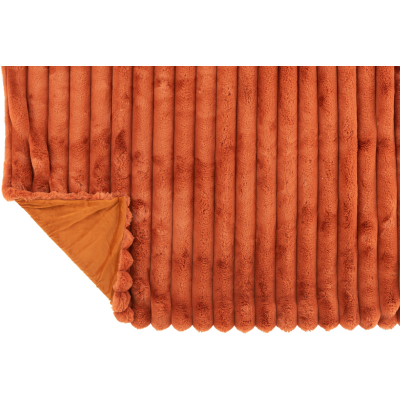 Plaid douceur 180x130 en Velours côtelé Orange rouille Corduroy - 3