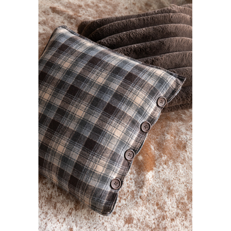 Coussin moelleux Carré 45x45 en Velours côtelé Marron chocolat Corduroy J-Line - 2