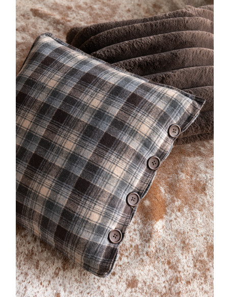 Coussin moelleux Carré 45x45 en Velours côtelé Marron chocolat Corduroy J-Line - 2