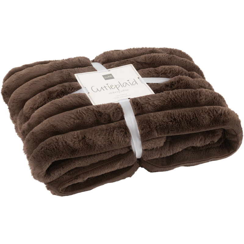 Plaid douceur 180x130 en Velours côtelé Marron chocolat Corduroy - 1