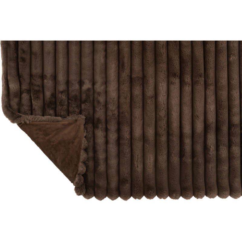 Plaid douceur 180x130 en Velours côtelé Marron chocolat Corduroy - 3