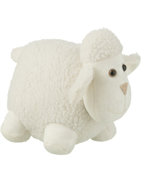 Cale porte original Mouton 30 cm en Tissu Blanc Dolyno - 1