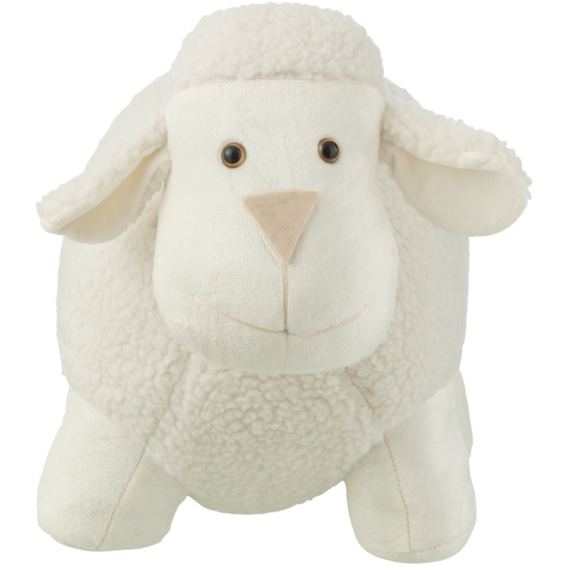 Cale porte original XL Mouton 43 cm en Tissu Blanc Dolyno - 2