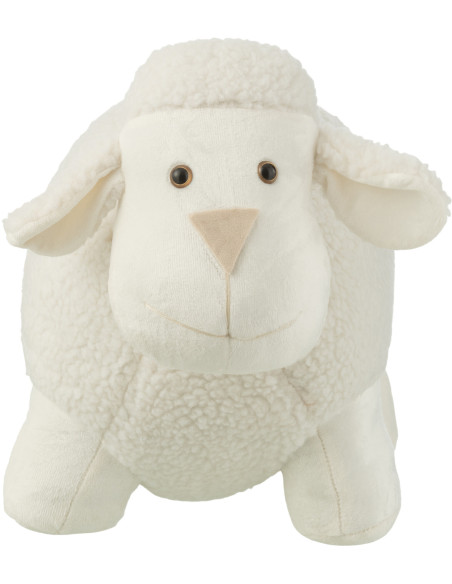Cale porte original XL Mouton 43 cm en Tissu Blanc Dolyno - 2