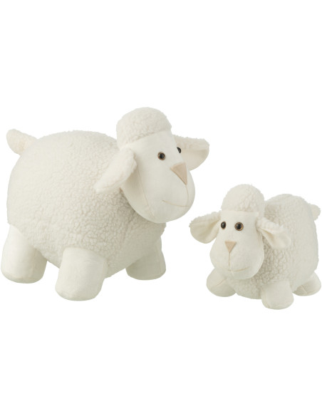 Cale porte original XL Mouton 43 cm en Tissu Blanc Dolyno - 3