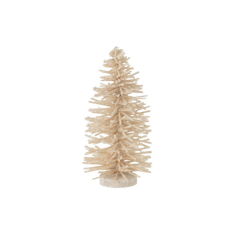 Décoration à poser Sapin de Noël moderne Hauteur 23 cm en Bois de saule Blanc Avec paillettes Travik - 1