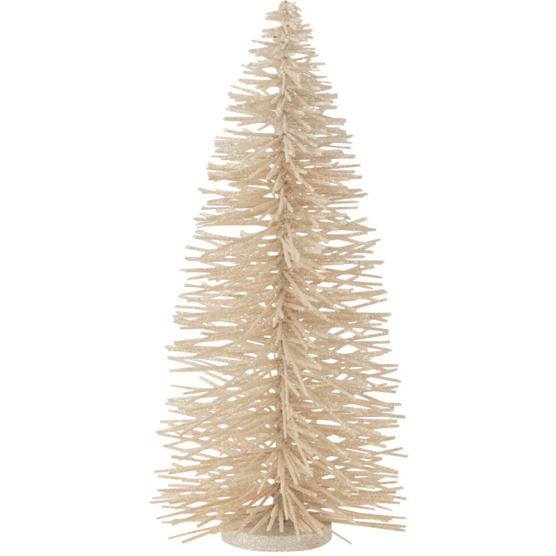 Décoration à poser Sapin de Noël moderne XL Hauteur 48 cm en Bois de saule Blanc Avec paillettes Travik - 1