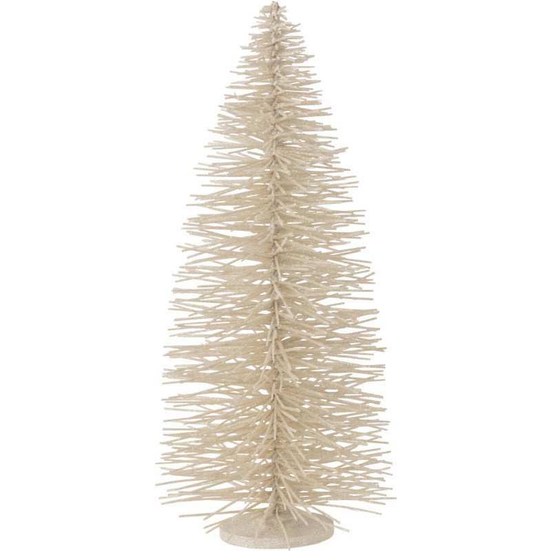 Décoration à poser Sapin de Noël moderne XL Hauteur 70 cm en Bois de saule Blanc Avec paillettes Travik - 1