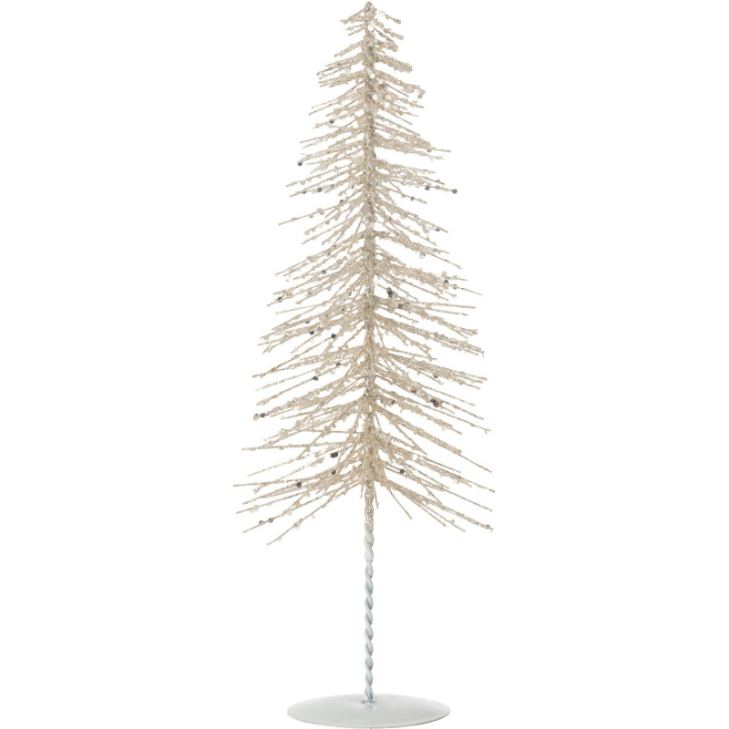 Déco à poser Sapin de Noël moderne sur pied Hauteur 32 cm en Métal Plastique Blanc Argenté Avec paillettes Lurelia - 1