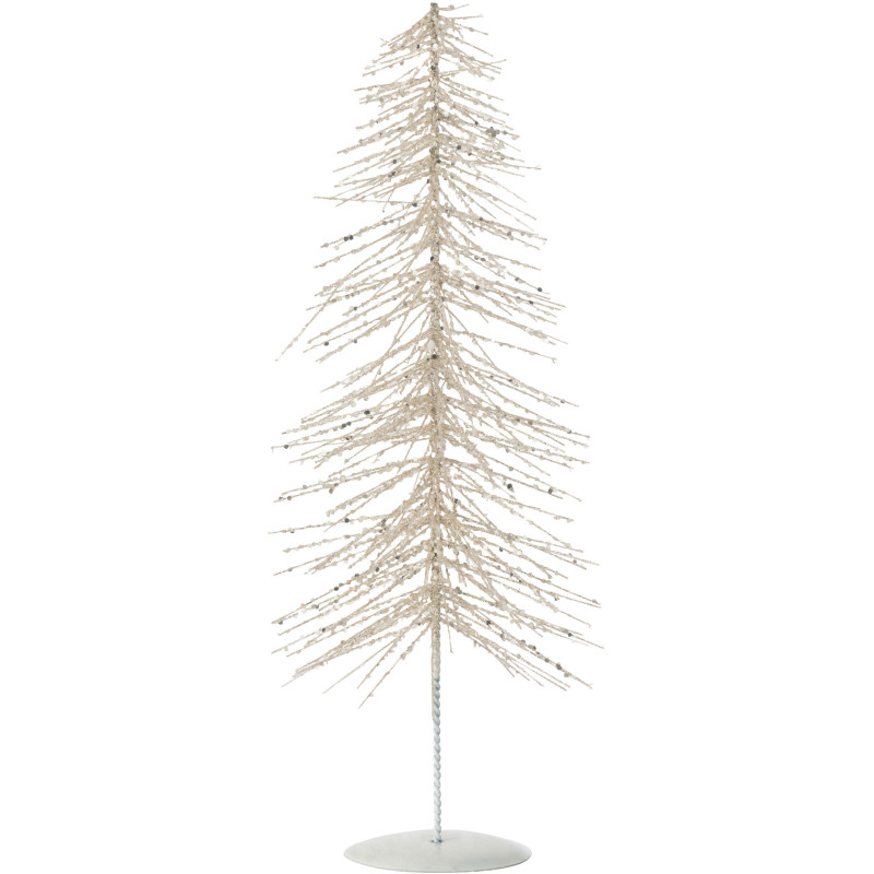Déco à poser Sapin de Noël moderne sur pied Hauteur 45 cm en Métal Plastique Blanc Argenté Avec paillettes Lurelia - 1