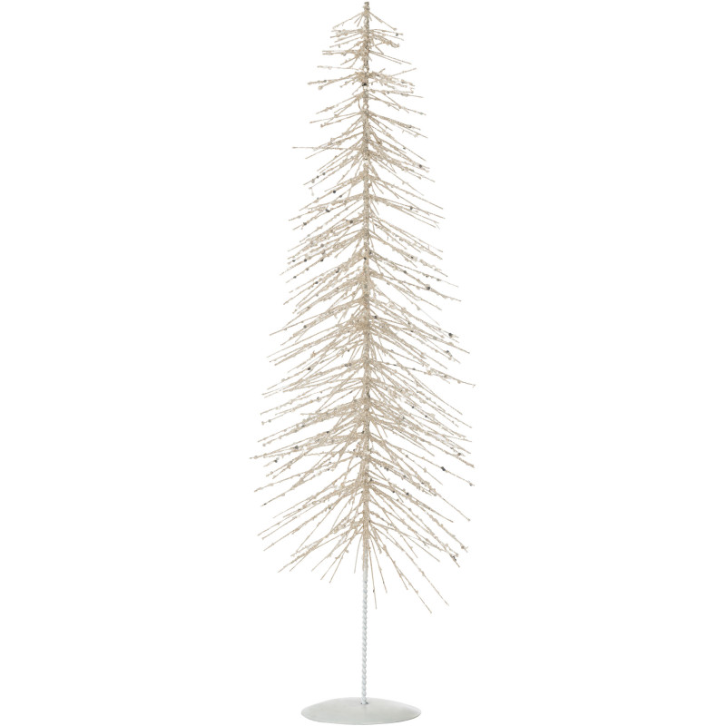 Déco à poser Sapin de Noël moderne sur pied XM Hauteur 58 cm en Métal Plastique Blanc Argenté Avec paillettes Lurelia - 1