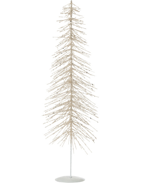 Déco à poser Sapin de Noël moderne sur pied XM Hauteur 58 cm en Métal Plastique Blanc Argenté Avec paillettes Lurelia - 1