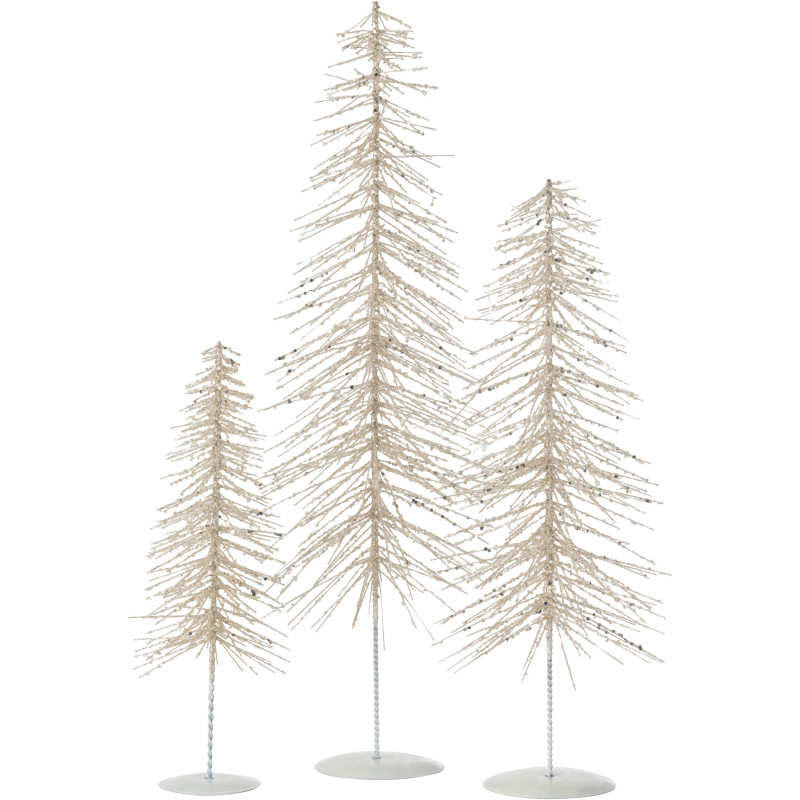 Déco à poser Sapin de Noël moderne sur pied XM Hauteur 58 cm en Métal Plastique Blanc Argenté Avec paillettes Lurelia - 2