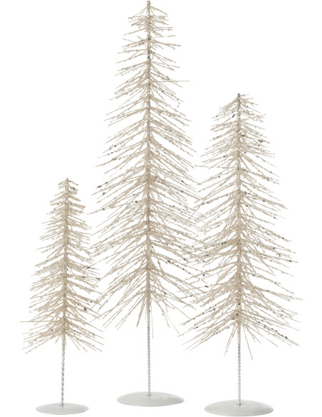Déco à poser Sapin de Noël moderne sur pied XM Hauteur 58 cm en Métal Plastique Blanc Argenté Avec paillettes Lurelia - 2