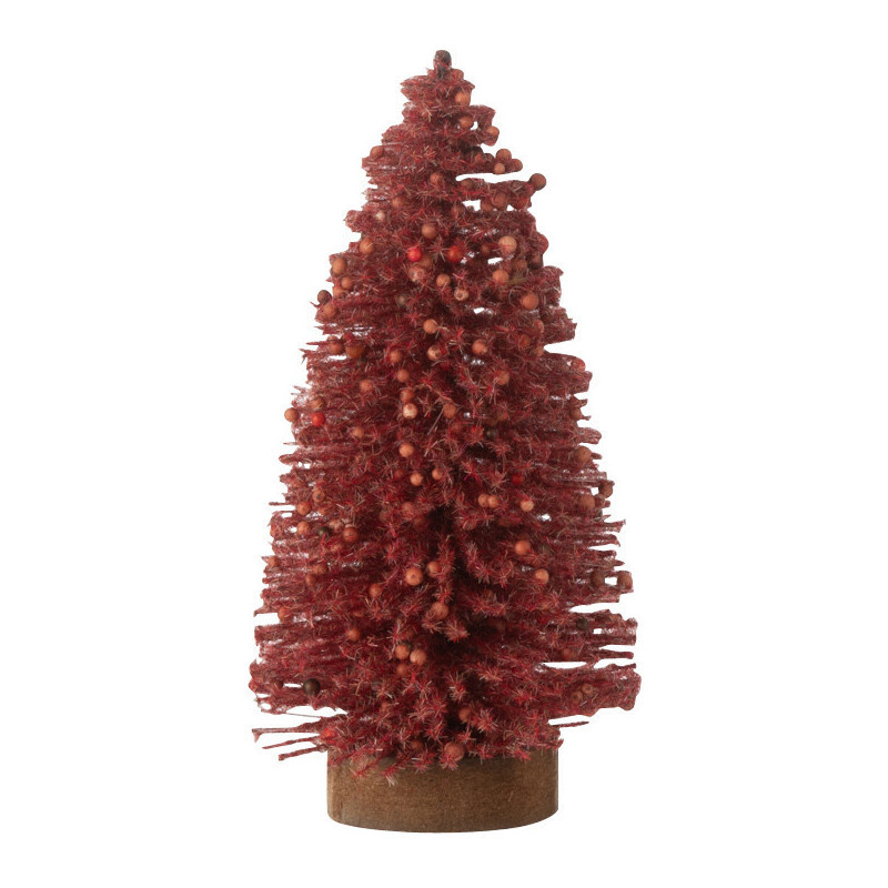 Déco à poser Sapin de Noël original avec baies Hauteur 14 cm en Plastique Rouge Valren - 1