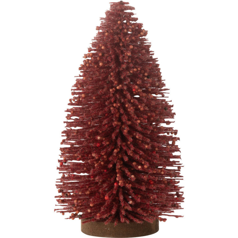 Déco à poser Sapin de Noël original avec baies Hauteur 22 cm en Plastique Rouge Valren - 1
