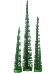 Sapins décoratifs modernes en Plastique Vert Avec paillettes Ylira (Lot de 3) - 1