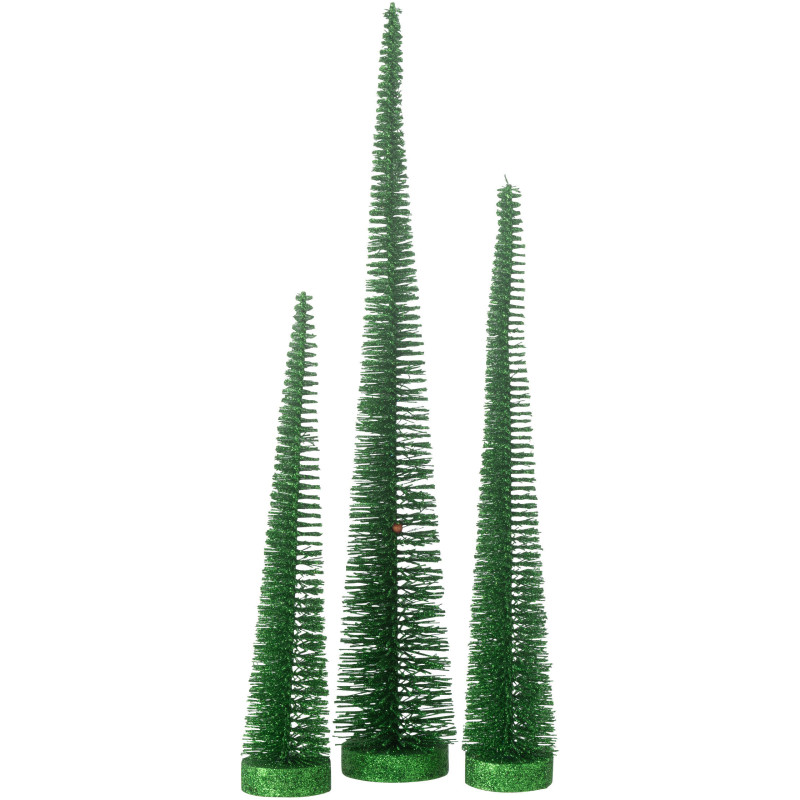 Sapins décoratifs modernes en Plastique Vert Avec paillettes Ylira (Lot de 3) - 1