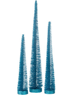 Sapins décoratifs modernes en Plastique Bleu Avec paillettes Ylira (Lot de 3) - 1