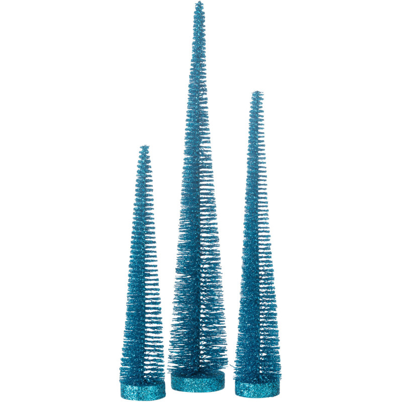 Sapins décoratifs modernes en Plastique Bleu Avec paillettes Ylira (Lot de 3) - 1