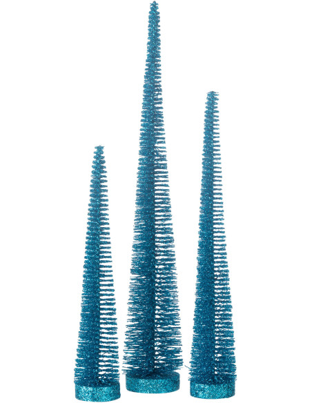Sapins décoratifs modernes en Plastique Bleu Avec paillettes Ylira (Lot de 3) - 1