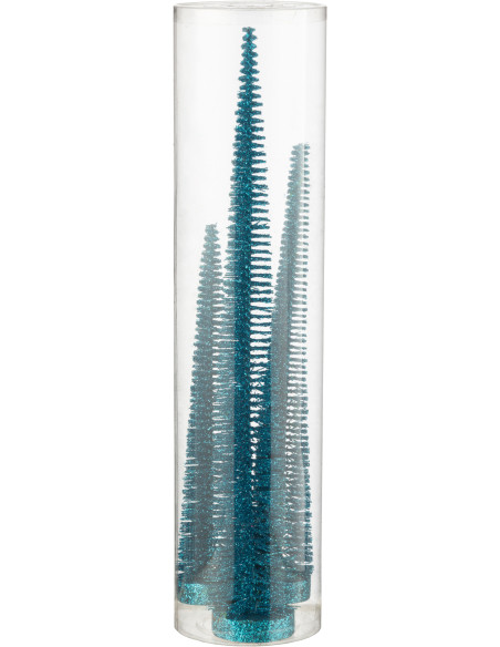 Sapins décoratifs modernes en Plastique Bleu Avec paillettes Ylira (Lot de 3) - 3