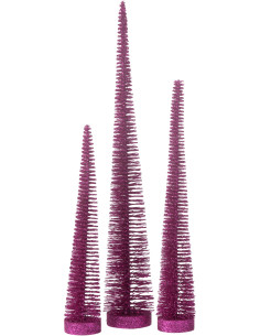 Sapins décoratifs modernes en Plastique Rose Avec paillettes Ylira (Lot de 3) - 1