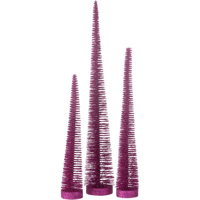 Sapins décoratifs modernes en Plastique Rose Avec paillettes Ylira (Lot de 3) - 1