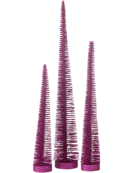 Sapins décoratifs modernes en Plastique Rose Avec paillettes Ylira (Lot de 3) - 1