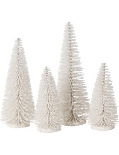 Sapins de Noël déco à poser en Plastique Blanc Avec paillettes Zynor (Lot de 4) - 1