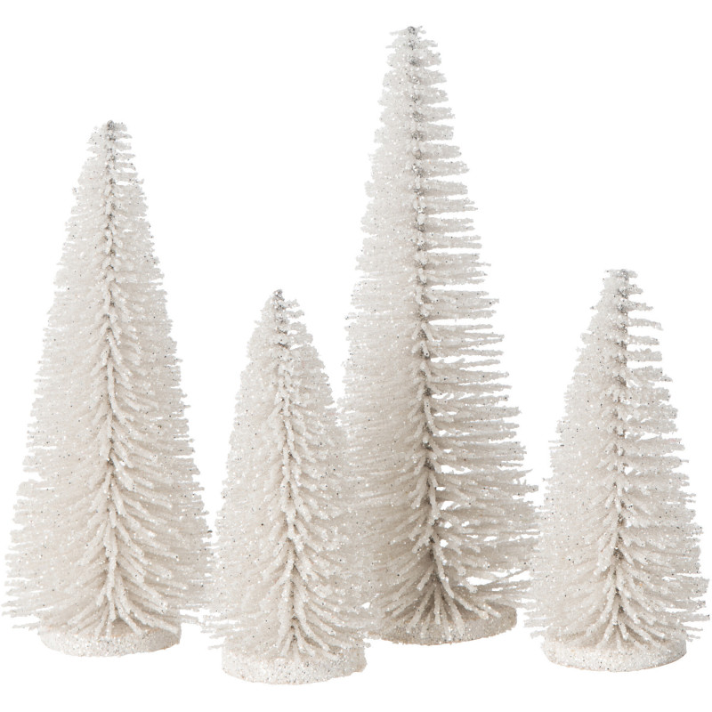 Sapins de Noël déco à poser en Plastique Blanc Avec paillettes Zynor (Lot de 4) - 1