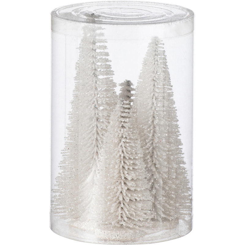 Sapins de Noël déco à poser en Plastique Blanc Avec paillettes Zynor (Lot de 4) - 2