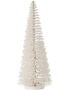 Sapin de Noël déco à poser Hauteur 15 cm en Plastique Blanc Avec paillettes Zynor - 1