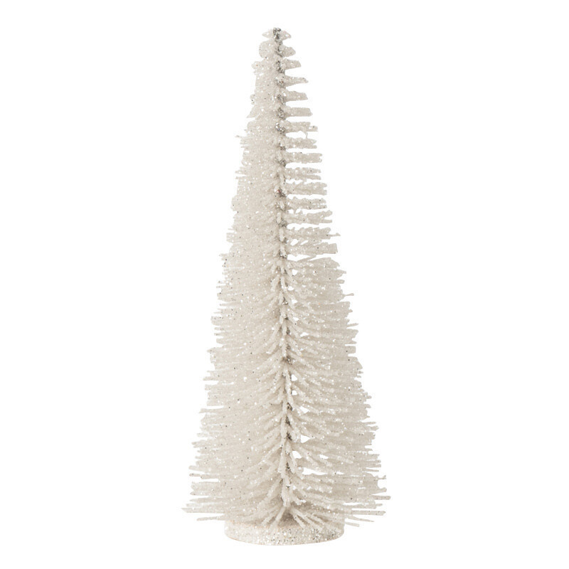 Sapin de Noël déco à poser Hauteur 15 cm en Plastique Blanc Avec paillettes Zynor - 1