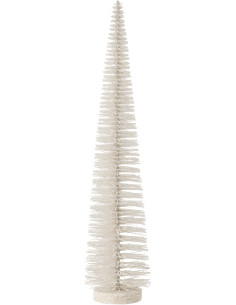 Sapin de Noël déco à poser Hauteur 39 cm en Plastique Blanc Avec paillettes Zynor - 1