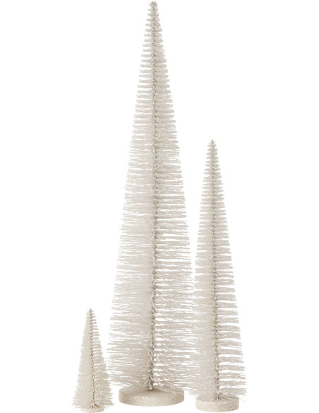 Sapin de Noël déco à poser XL Hauteur 61 cm en Plastique Blanc Avec paillettes Zynor - 2
