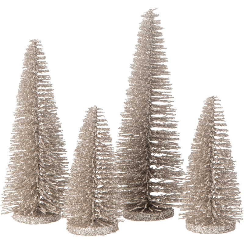 Sapins de Noël déco à poser en Plastique Gris Avec paillettes Zynor (Lot de 4) - 1