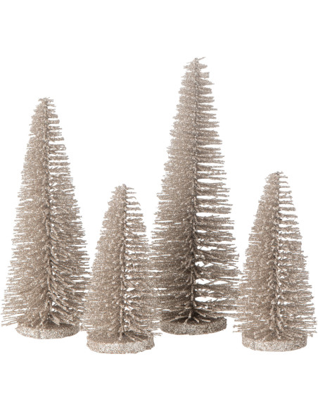 Sapins de Noël déco à poser en Plastique Gris Avec paillettes Zynor (Lot de 4) - 1
