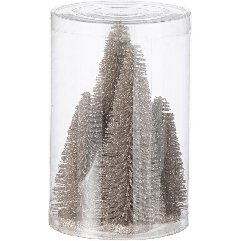 Sapins de Noël déco à poser en Plastique Gris Avec paillettes Zynor (Lot de 4) - 2