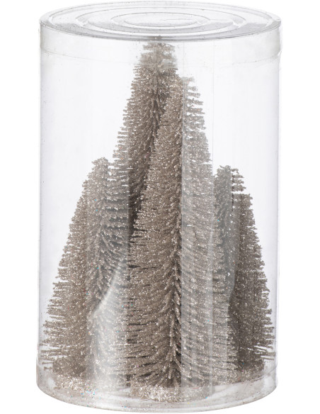 Sapins de Noël déco à poser en Plastique Gris Avec paillettes Zynor (Lot de 4) - 2