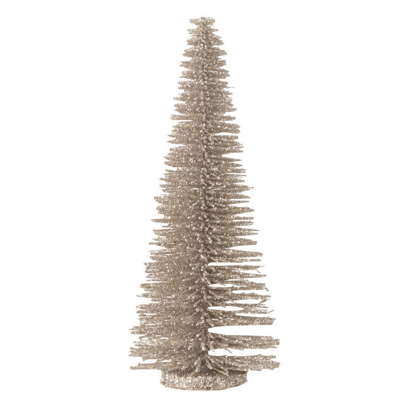 Sapin de Noël déco à poser Hauteur 15 cm en Plastique Gris Avec paillettes Zynor - 1