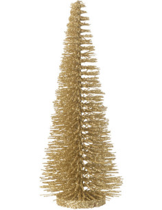 Sapin de Noël déco à poser Hauteur 15 cm en Plastique Doré Avec paillettes Zynor - 1